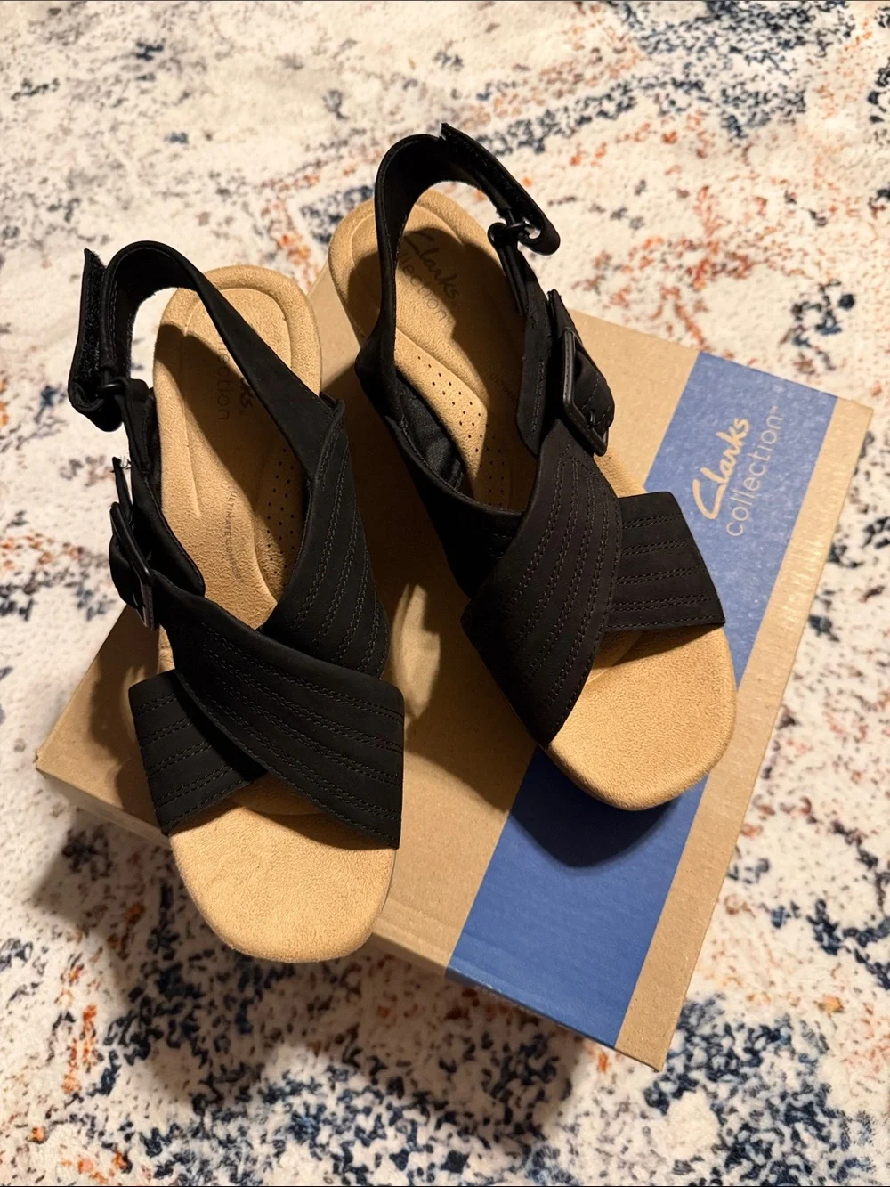 Women's Clark Collection Black Cork Platform Sandals